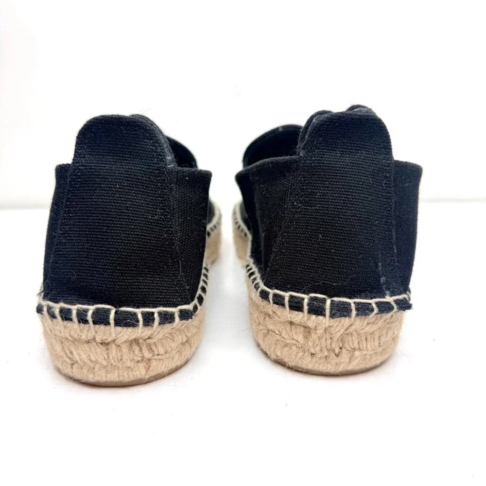 Spain Coastal Resort Neutral Platform Slip On Canvas Jute Espadrille 11 41 Black